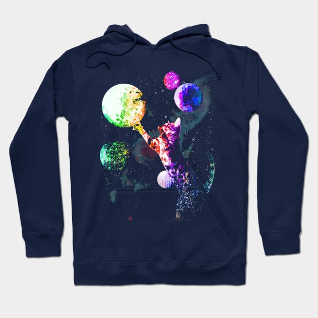 Space Cat with Planets Hoodie by robotface